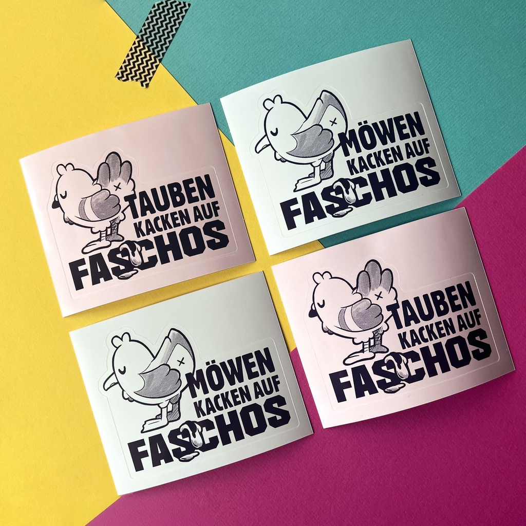 [Auf Faschos Kacken Möwe Sticker] Auf Faschos Kacken MÖWE – STICKER KISS-CUT 10,5 x 8,5 cm