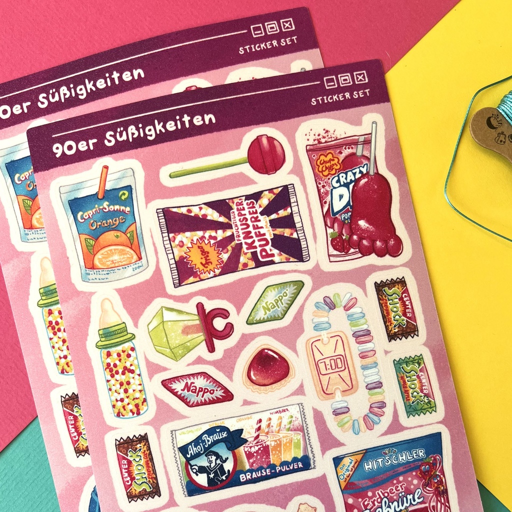 [90s Nostalgia Sweets Mix Stickersheet] 90s Nostalgia Sweets Mix – 12 x 19 cm STICKER SHEET