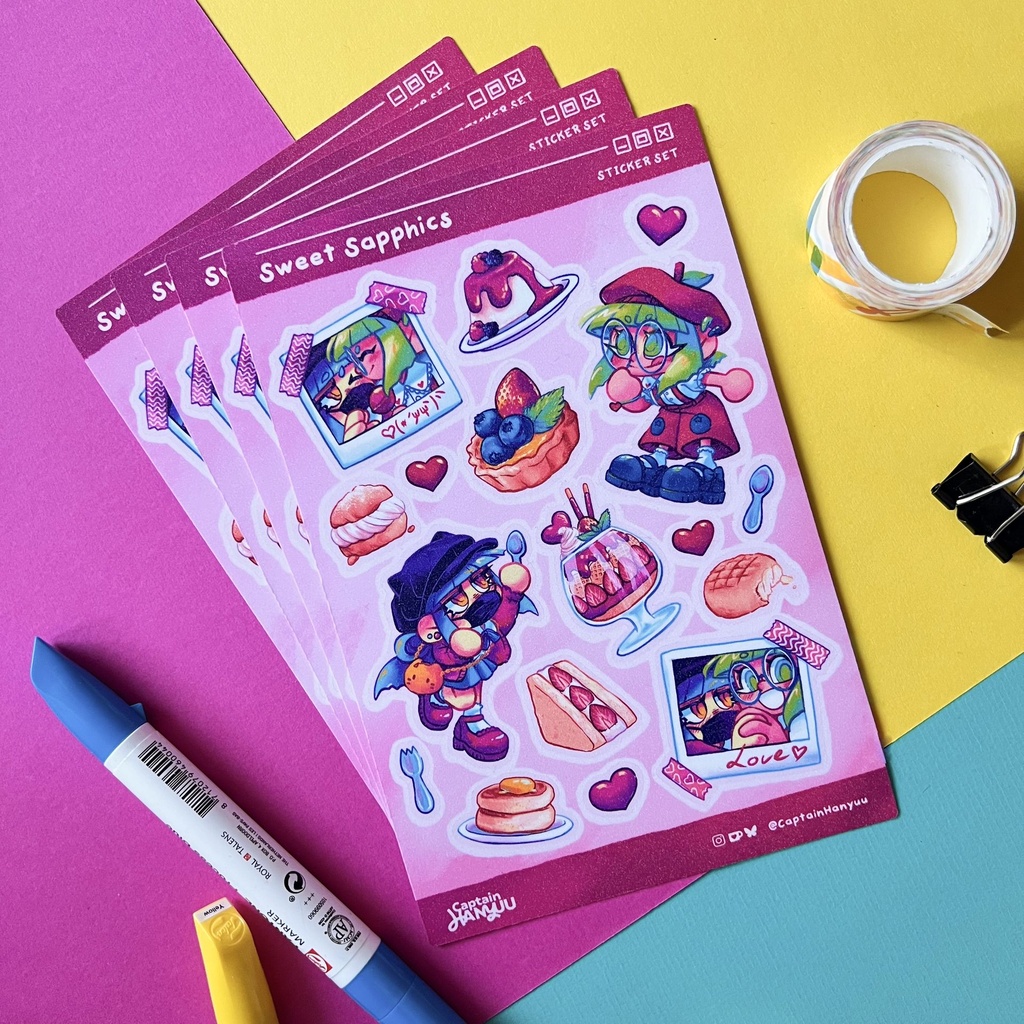 [SweetSapphics Stickersheet] RGB-chan & CMYK-chan SweetSapphics – 12 x 19 cm STICKER SHEET