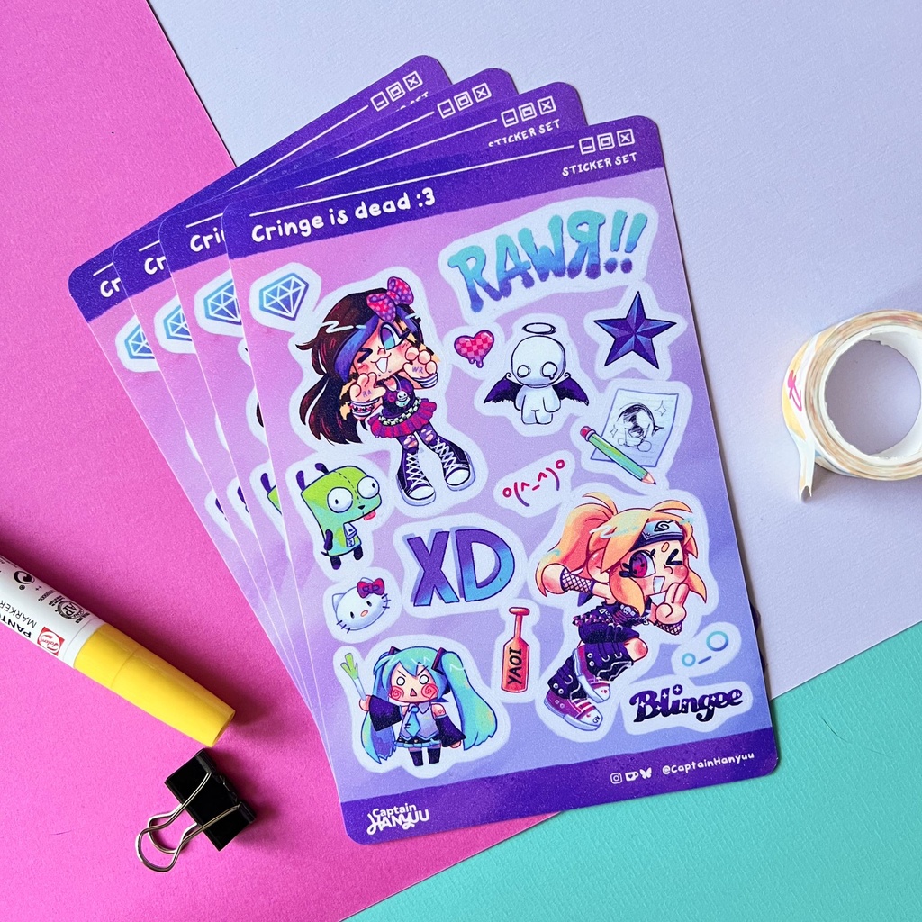 [Cringe is Dead Stickersheet] CRINGE IS DEAD :3 – 12 x 19 cm STICKER SHEET