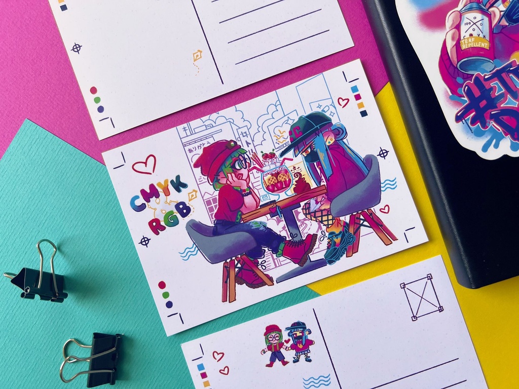 [First Date CMYK-chan & RGB-chan PoCa] CMYK-chan's & RGB-chan's First Date – A6 POSTCARD 14,8 x 10,5 cm