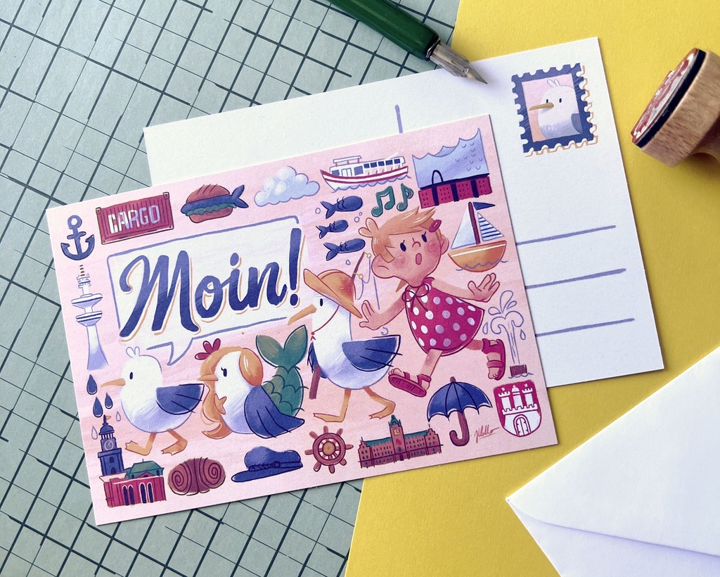 [Mattes und Lotti "Moin!"  PoCa] Mattes und Lotti "Moin!" – A6 POSTCARD 14,8 x 10,5 cm