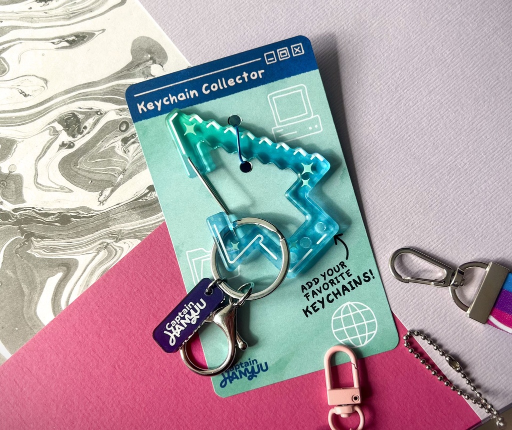 [Karabiner Blue + nametag] Blue Mouse Cursor – ACRYLIC KEYCHAIN COLLECTOR – 7,5 cm